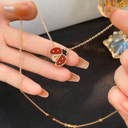 [Luna Brilliance]LUCKY  CARNELIANS LADYBUG NECKLACE