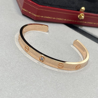 [Luna Brilliance]LOVE BRACELET 6.1MM 1 DIAMOND OPEN CUFF