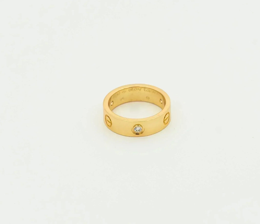 [Luna Brilliance]LOVE RING 5.5MM 3 DIAMONDS GOLD