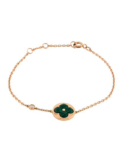 [Luna Brilliance]SUN MALACHITE 1 DIAMOND PINK GOLD BRACELET