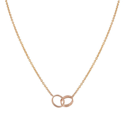 [Luna Brilliance]LOVE NECKLACE DOUBLE RING PINK GOLD