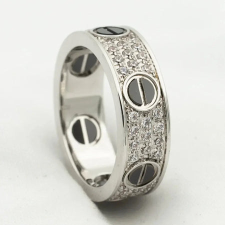 [Luna Brilliance]LOVE RING 5.5MM DIAMONDS PAVED CERAMIC