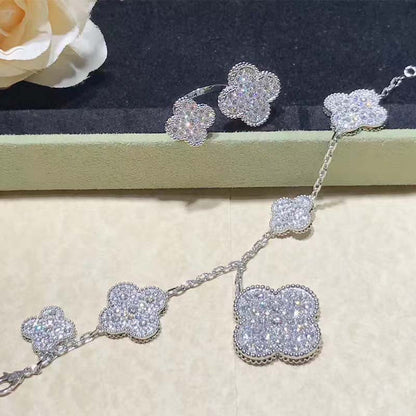 [Luna Brilliance]CLOVER 6 MOTIFS SILVER DIAMOND BRACELET