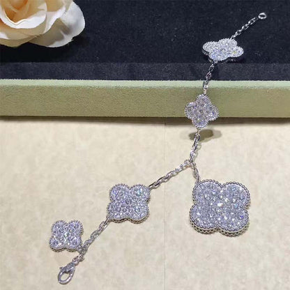 [Luna Brilliance]CLOVER 6 MOTIFS SILVER DIAMOND BRACELET