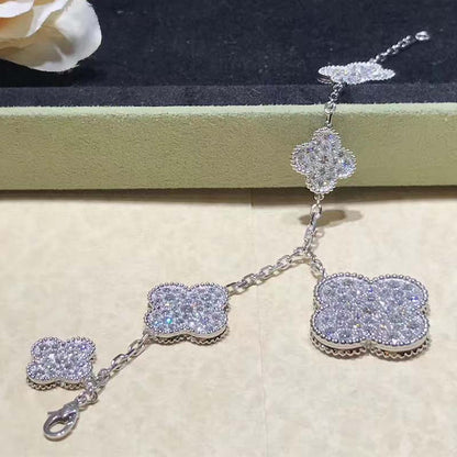 [Luna Brilliance]CLOVER 6 MOTIFS SILVER DIAMOND BRACELET