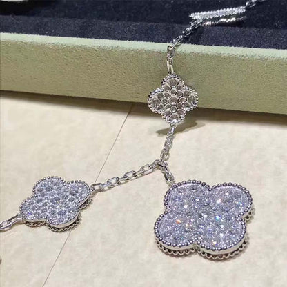 [Luna Brilliance]CLOVER 6 MOTIFS SILVER DIAMOND BRACELET