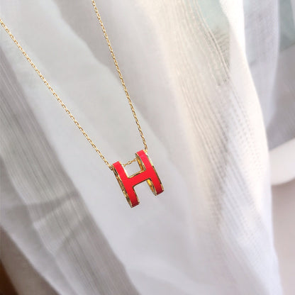 [Luna Brilliance]HM CLIC RED ENAMEL GOLD NECKLACE