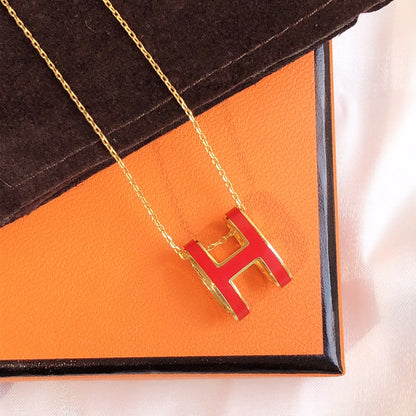 [Luna Brilliance]HM CLIC RED ENAMEL GOLD NECKLACE
