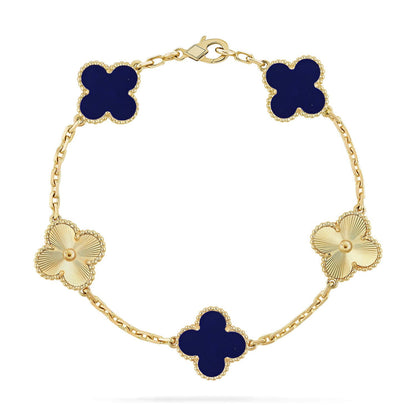 [Luna Brilliance]THICK GOLD-PLATED CUSTOM SIZE EDITION CLOVER LASER GOLD BRACELET COLLECTION,5 MOTIFS