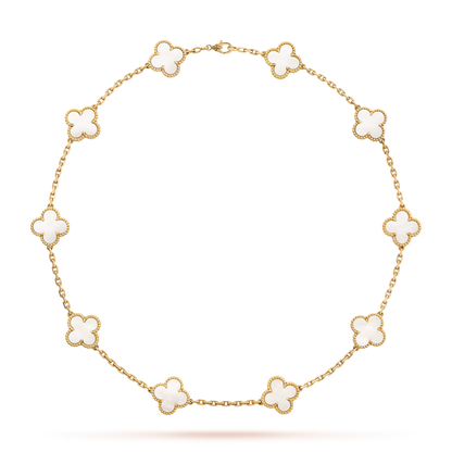 [Luna Brilliance]CLOVER 10 MOTIFS WHITE MOTHER OF PEARL NECKLACE