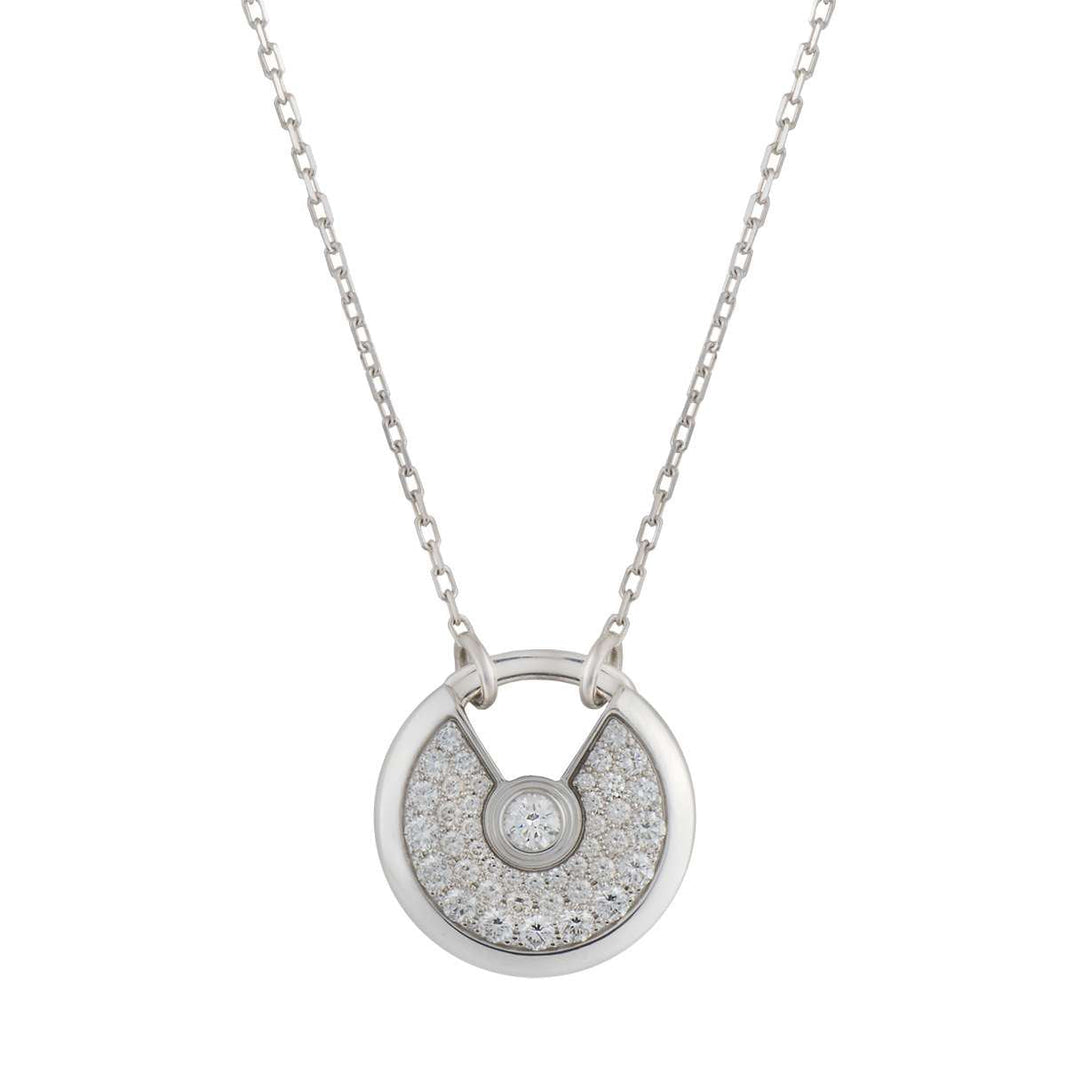 [Luna Brilliance]AMULETTE SILVER FULL DIAMOND NECKLACE