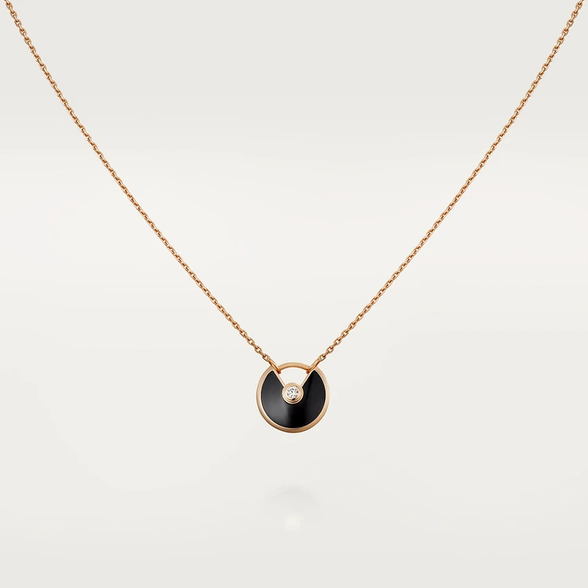 [Luna Brilliance]AMULETTE ROSE GOLD ONYX NECKLACE