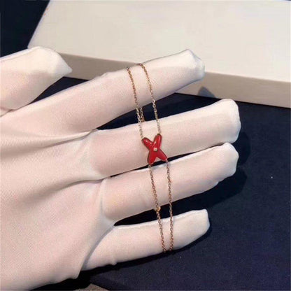 [Luna Brilliance]JEUX BRACELET CARNELIAN PINK GOLD 1 DIAMOND