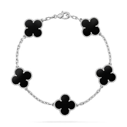 [Luna Brilliance]THICK GOLD-PLATED CUSTOM SIZE EDITION CLOVER SILVER BRACELET COLLECTION,5 MOTIFS