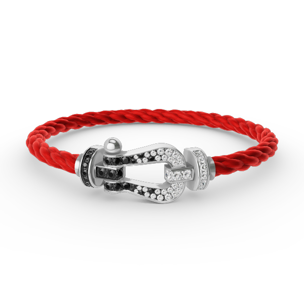 [Luna Brilliance]FORCE LARGE HORSESHOE BLACK WHITE DIAMOND BRACELET SILVER