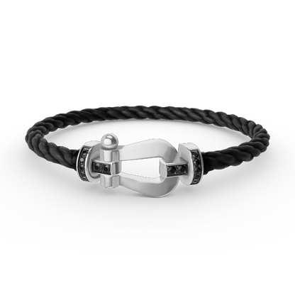[Luna Brilliance]FORCE LARGE HORSESHOE BLACK DIAMOND BRACELET SILVER