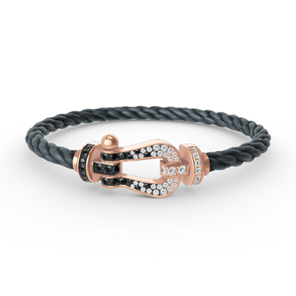[Luna Brilliance]FORCE LARGE HORSESHOE BLACK WHITE DIAMOND BRACELET ROSE GOLD