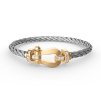 [Luna Brilliance]FORCE LARGE HORSESHOE HALF DIAMOND BRACELET GOLD