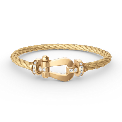 [Luna Brilliance]FORCE LARGE HORSESHOE HALF DIAMOND BRACELET GOLD