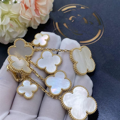 [Luna Brilliance]CLOVER EARRINGS WHITE MOP 4 MOTIFS GOLD