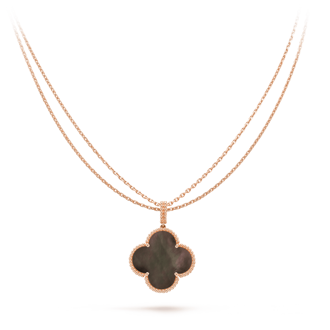 [Luna Brilliance]CLOVER 25MM GOLD DARK MOP BIG CLOVER NECKLACE