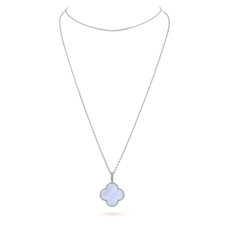 [Luna Brilliance]CLOVER SILVER CHALCEDONY BIG CLOVER NECKLACE