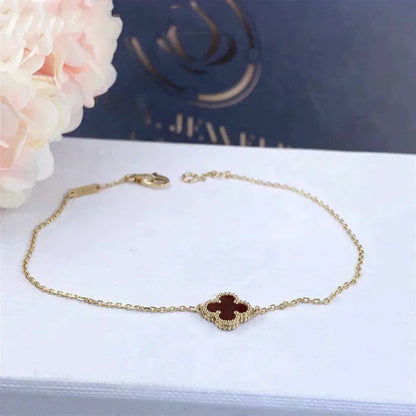 [Luna Brilliance]CLOVER  CARNELIAN SINGLE FLOWER BRACELET