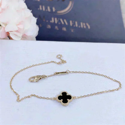 [Luna Brilliance]CLOVER ONYX SINGLE FLOWER BRACELET