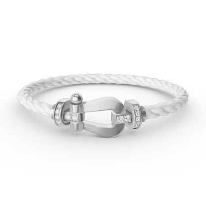 [Luna Brilliance]FORCE LARGE HORSESHOE HALF DIAMOND BRACELET SILVER